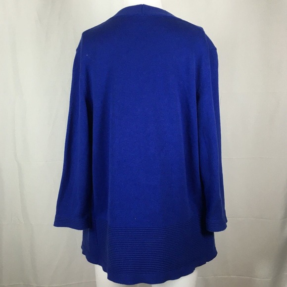 Talbots Cardigan Womens Sz Petite Blue Cotton Open Front Knit Sweater - Picture 3 of 8